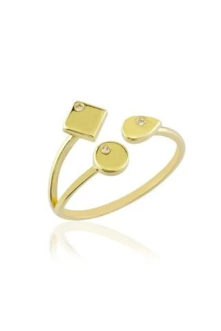 14 Ayar Altın Fantezi Çatal Yüzük Resim 2