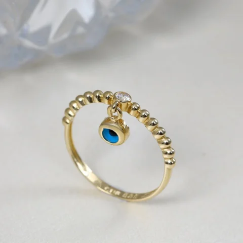 14 Ayar Altın Göz Sallantılı Yüzük Resim 1