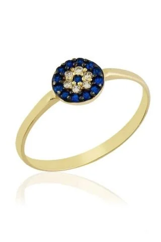 14 Ayar Altın Nazar Boncuklu Yüzük Resim 1