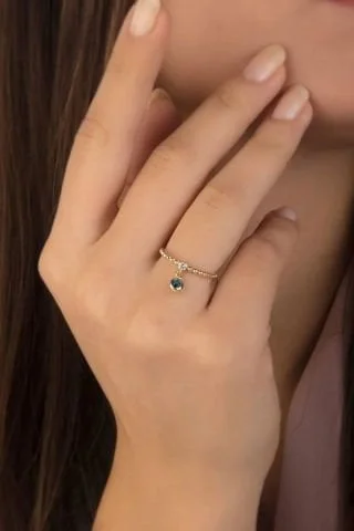 14 Ayar Altın Sallantı Gözlü Yüzük Resim 2