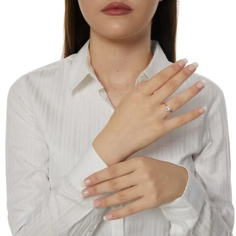 Baget Taşlı Minimalist Altın yüzük Resim 1