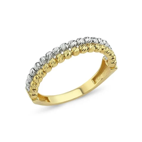 Çift Sıra Dorika Toplu Altın Yüzük Resim 3