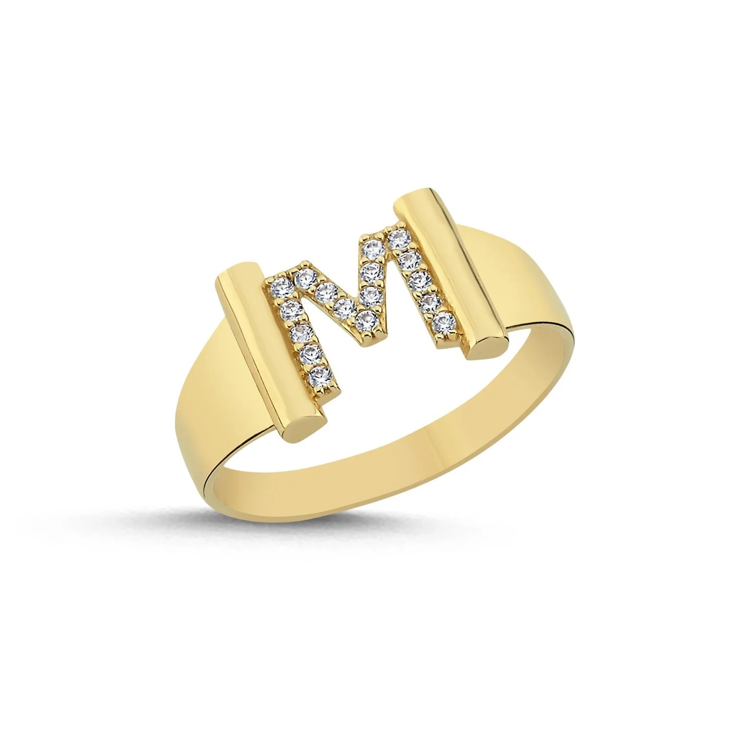 Harf Modeli Taşlı Altın Yüzük Resim 2