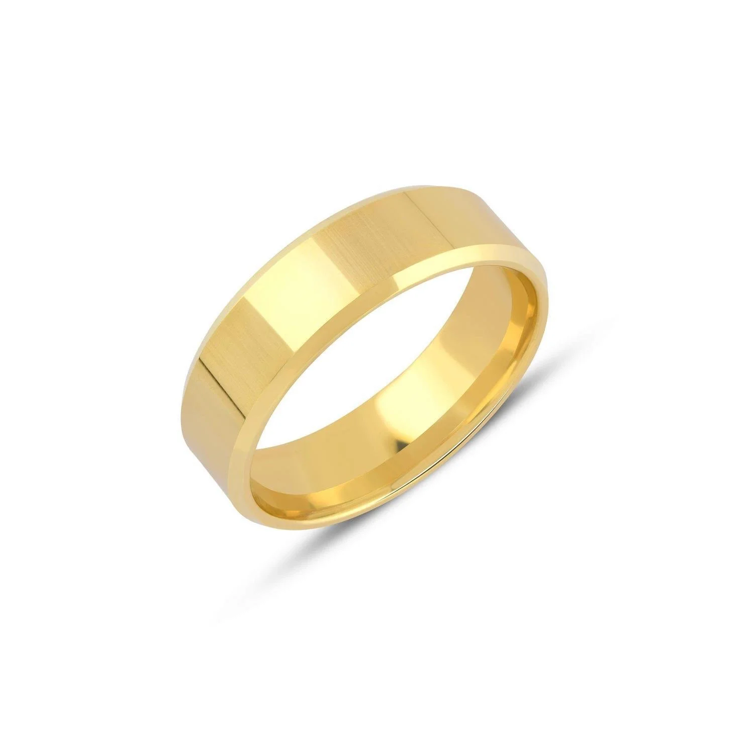 İçi Dolu Düz Pahlı Klasik Alyans 6mm Resim 1